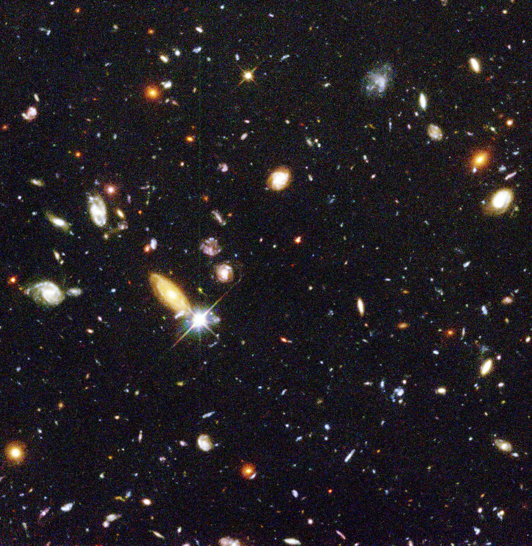 Hubble Deep Field with many galaxies